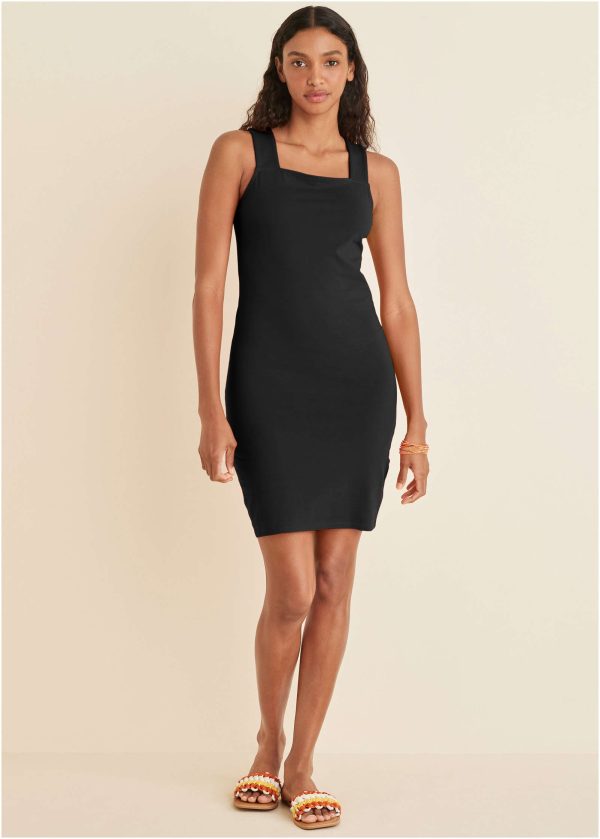 Square Neck Tank Dress - Jet Black